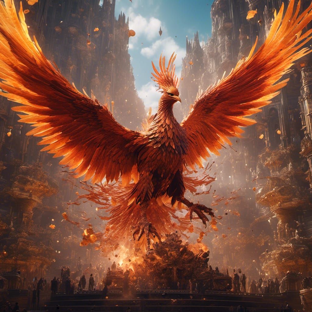 Fiery Phoenix Ascending in Detailed Matte Painting