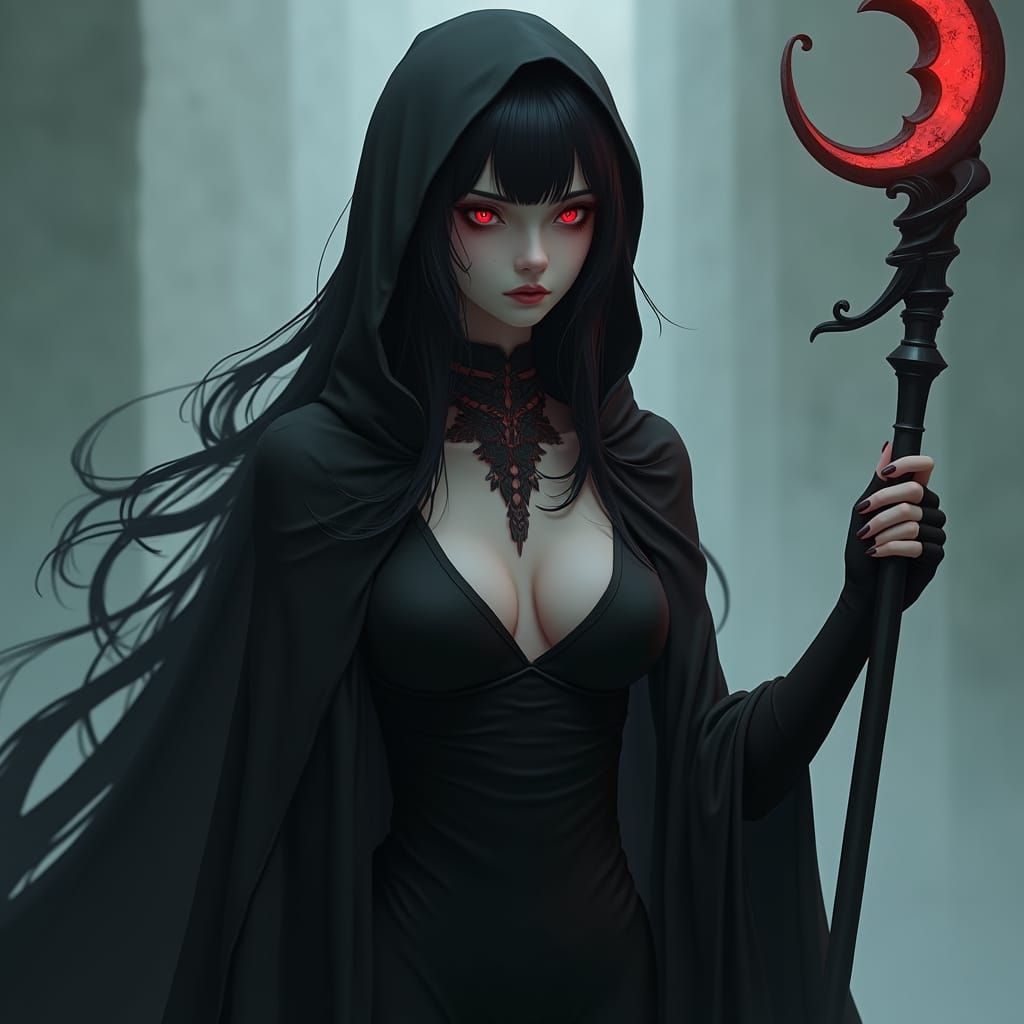 Elven Sorceress with Crescent Moon Staff in 3D Anime