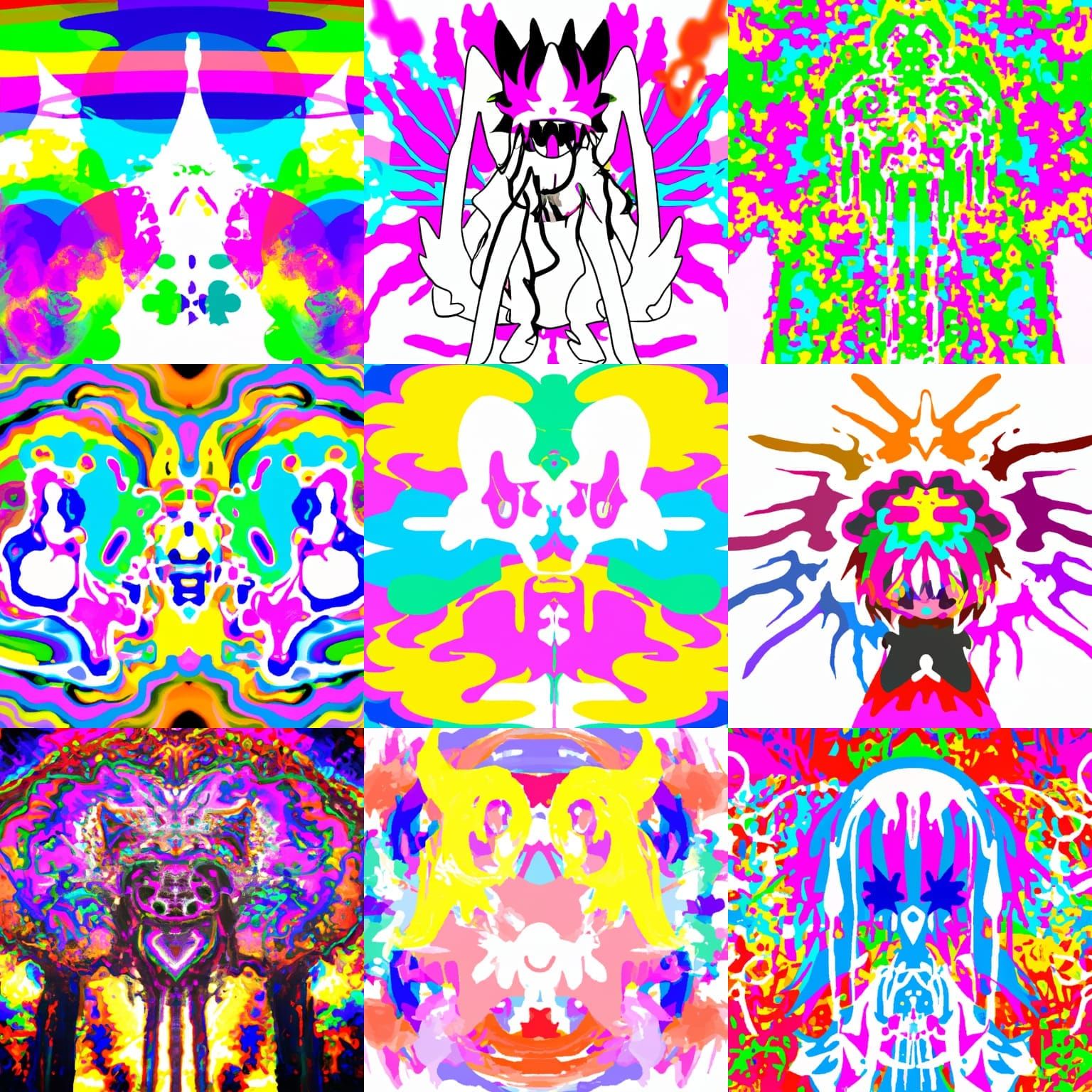 Psychedelic Rainbow Demon Anime Girl Graffiti