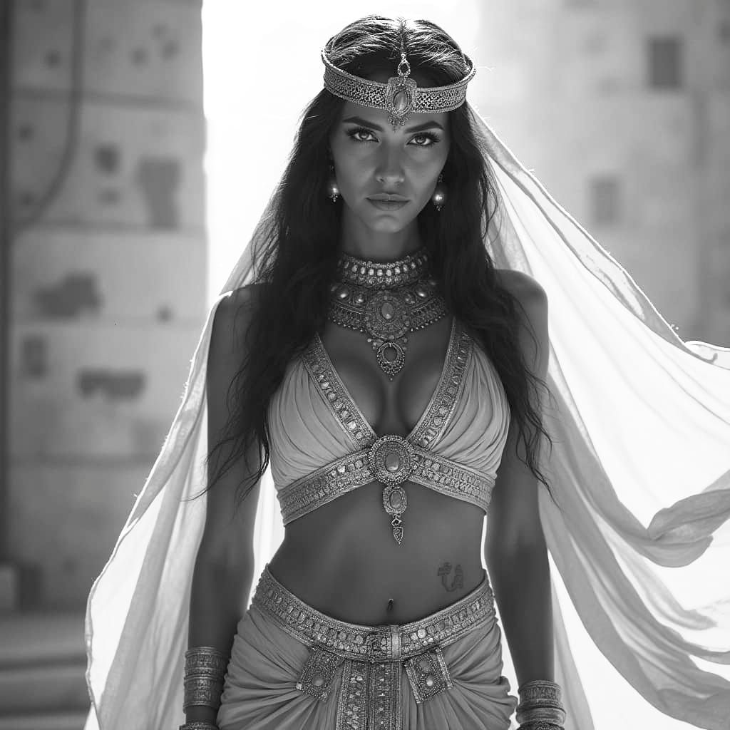 Ethereal Egyptian Goddess in Cinematic Film Still
