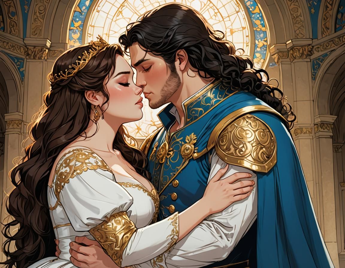 Anime Style Plus Size Princess and Prince Kissing