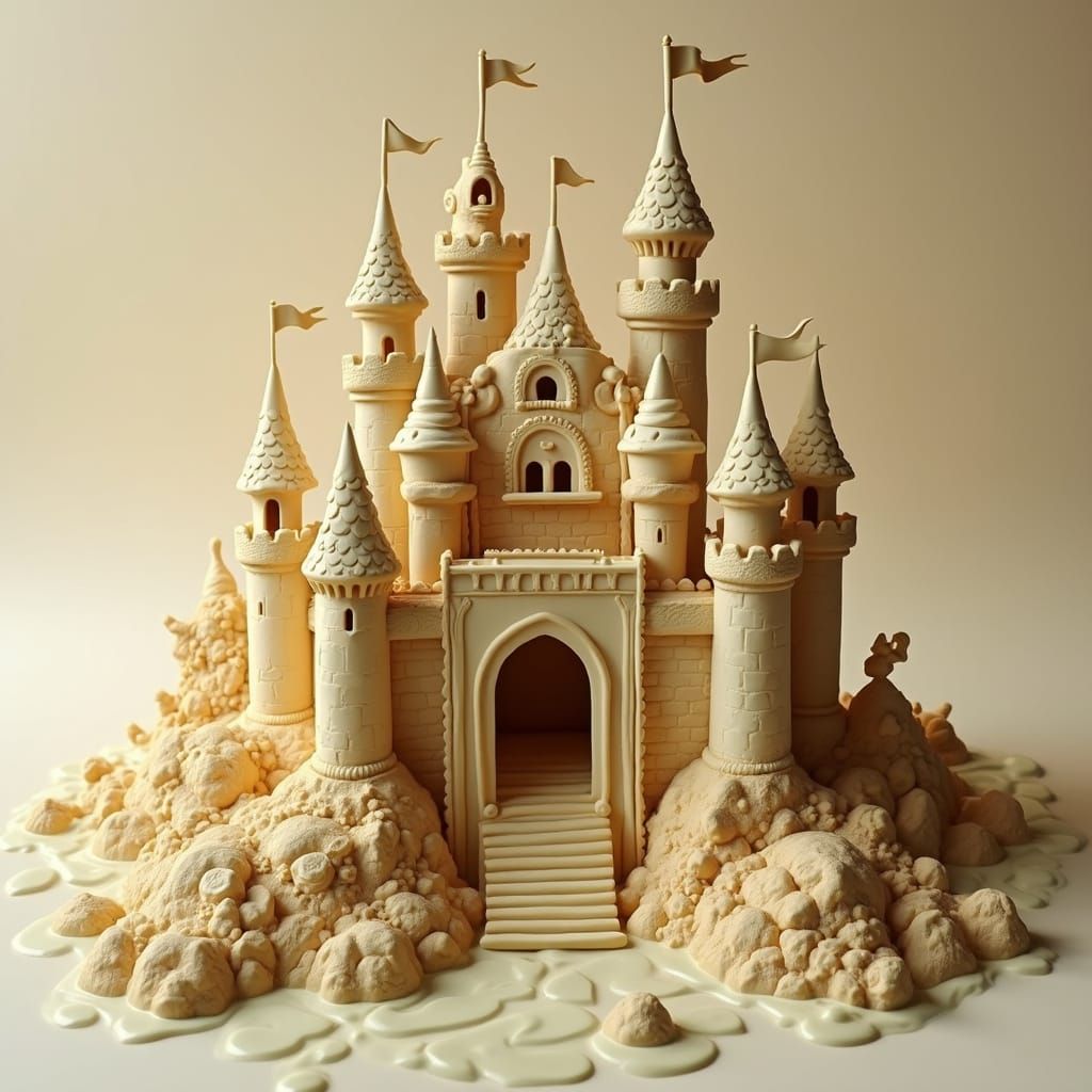 Milk Chocolate Castle with Towers, Whimsical 3D Render