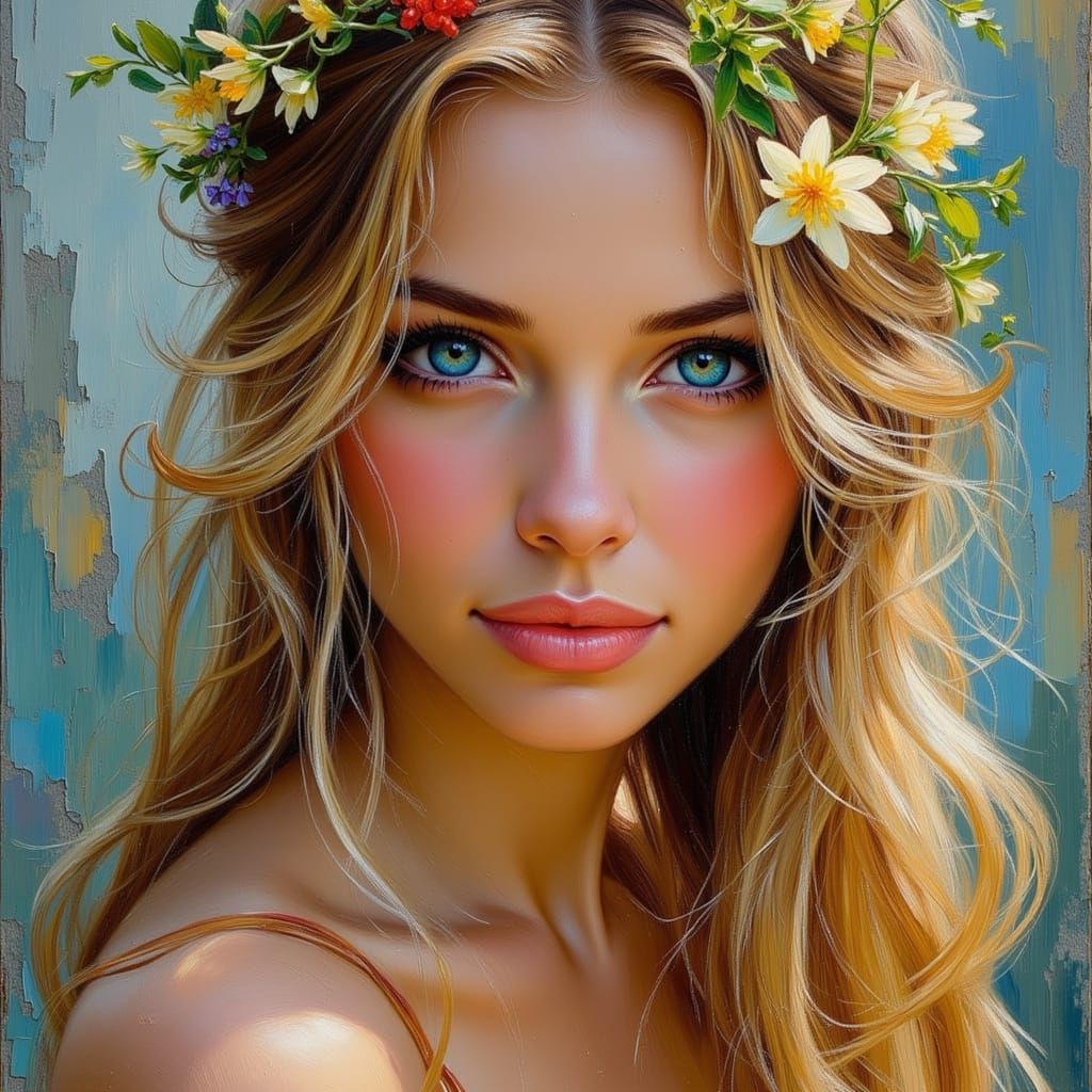 Norse Goddess in Impressionist Oil Painting