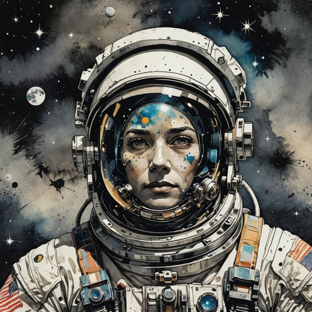 Astronaut Portrait in Retrofuturistic Pop Art Style