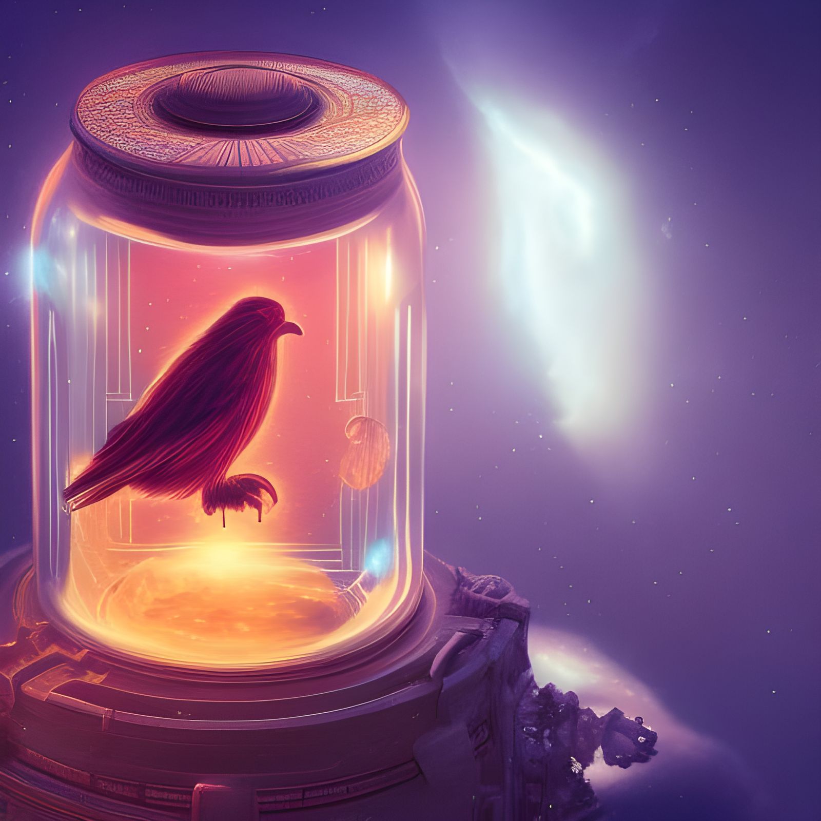 Cosmic Entities Trapped: A Psychedelic Vision