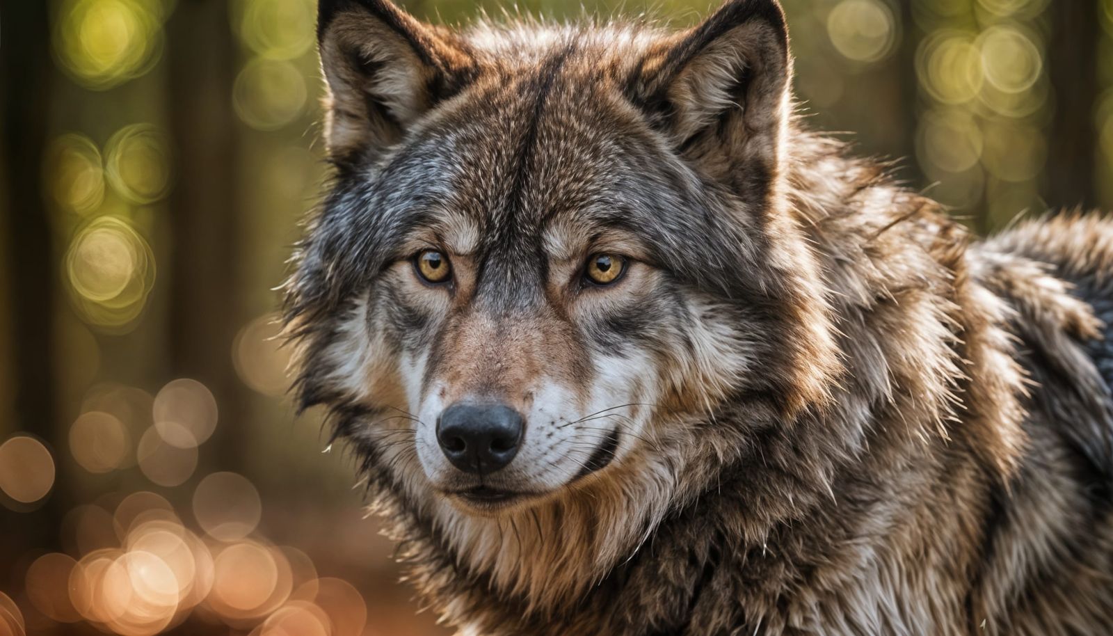 Detailed Wolf Portrait with Hazel Eyes