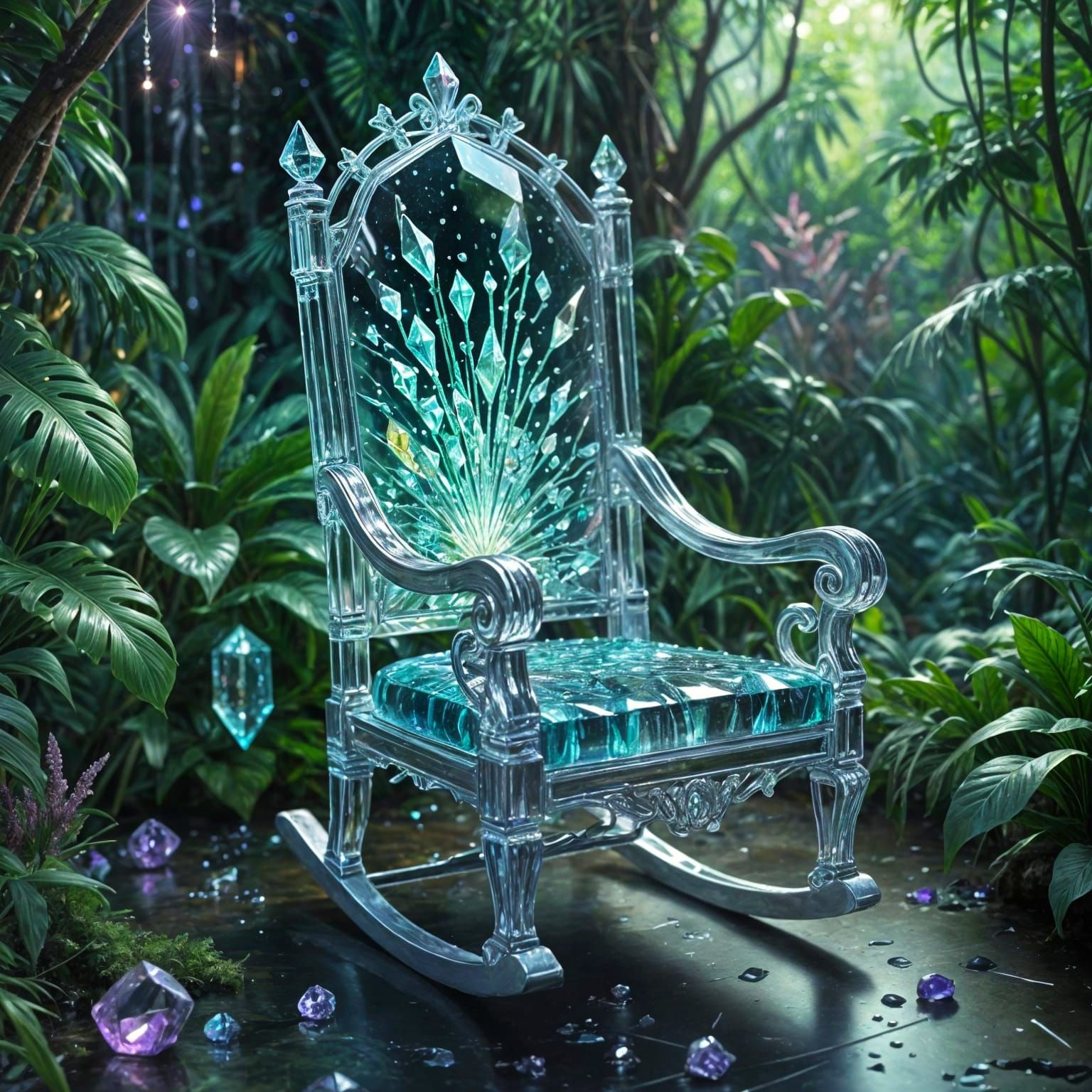 Amethyst Rocking Chair in Bioluminescent Jungle