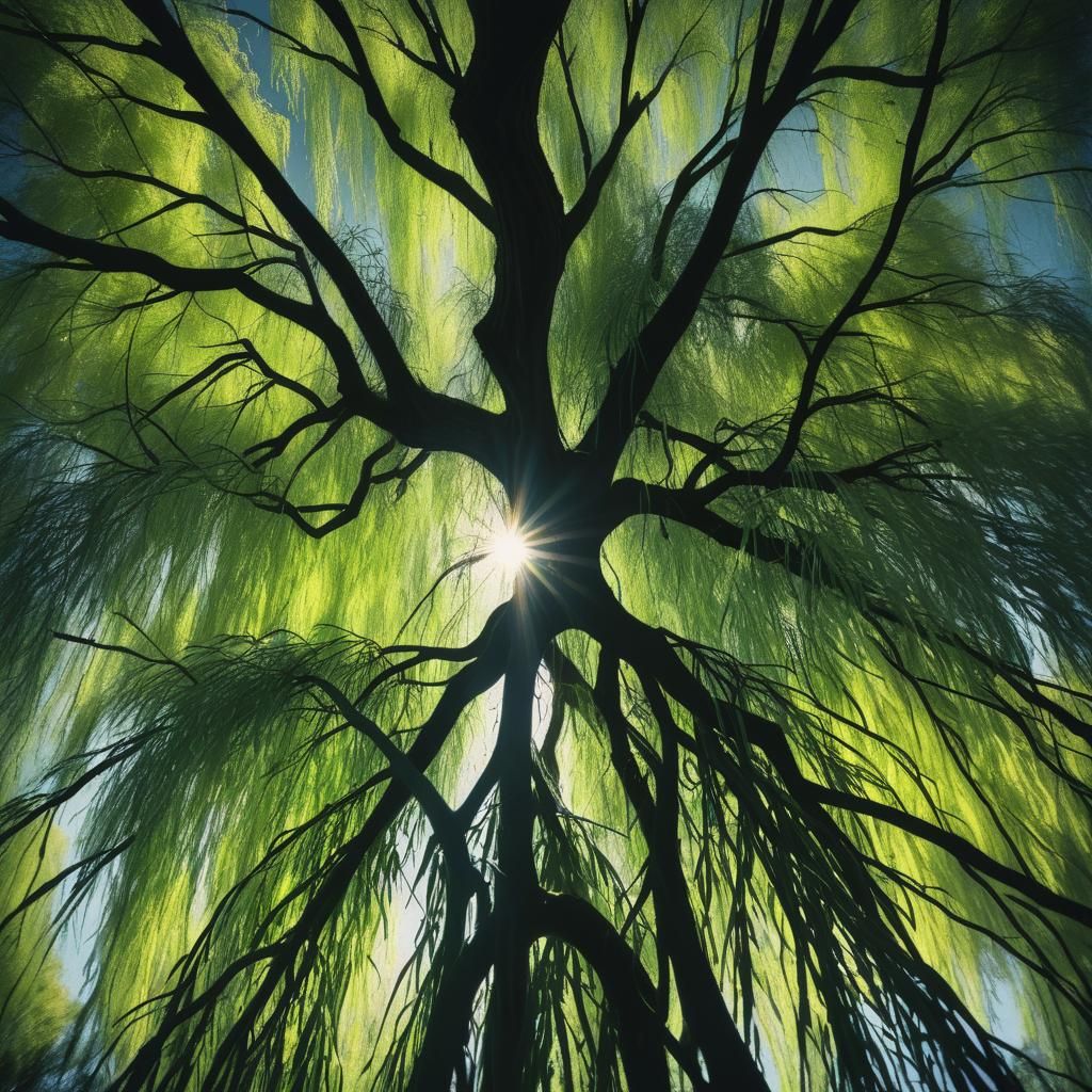 Sunlit Canopy of a Weeping Willow