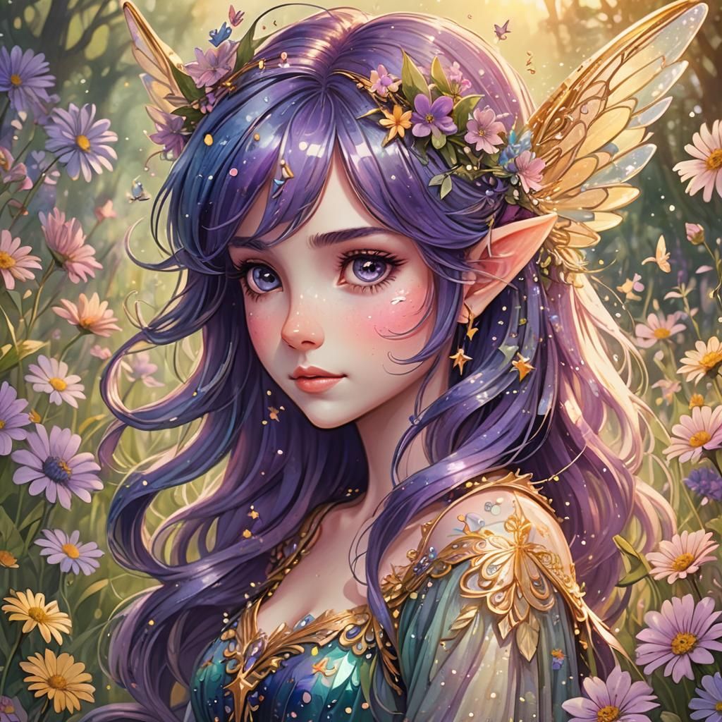 Fairycore Twilight Sparkle Portrait in Watercolor Style