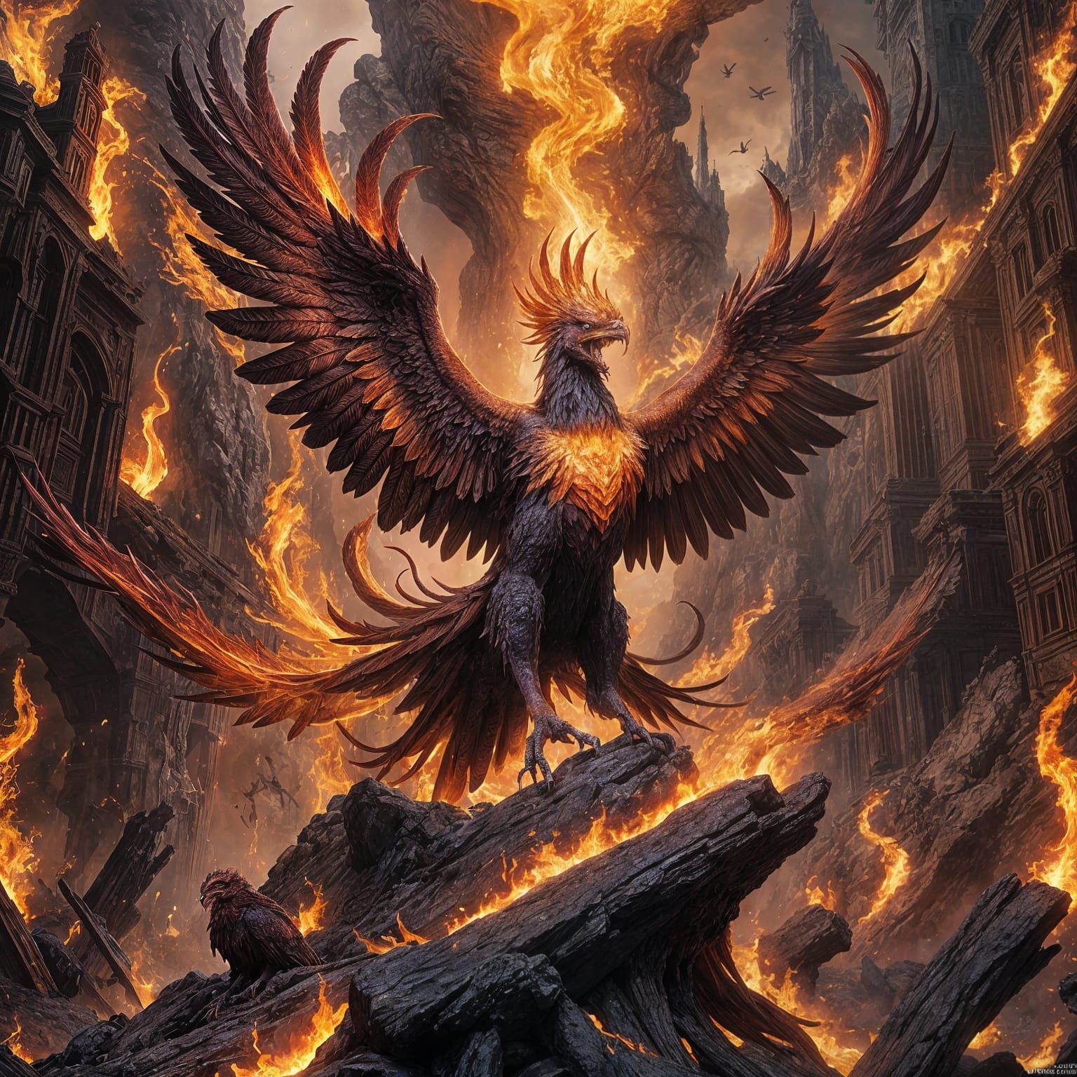Red Phoenix Rising: A Fantasy Concept Art