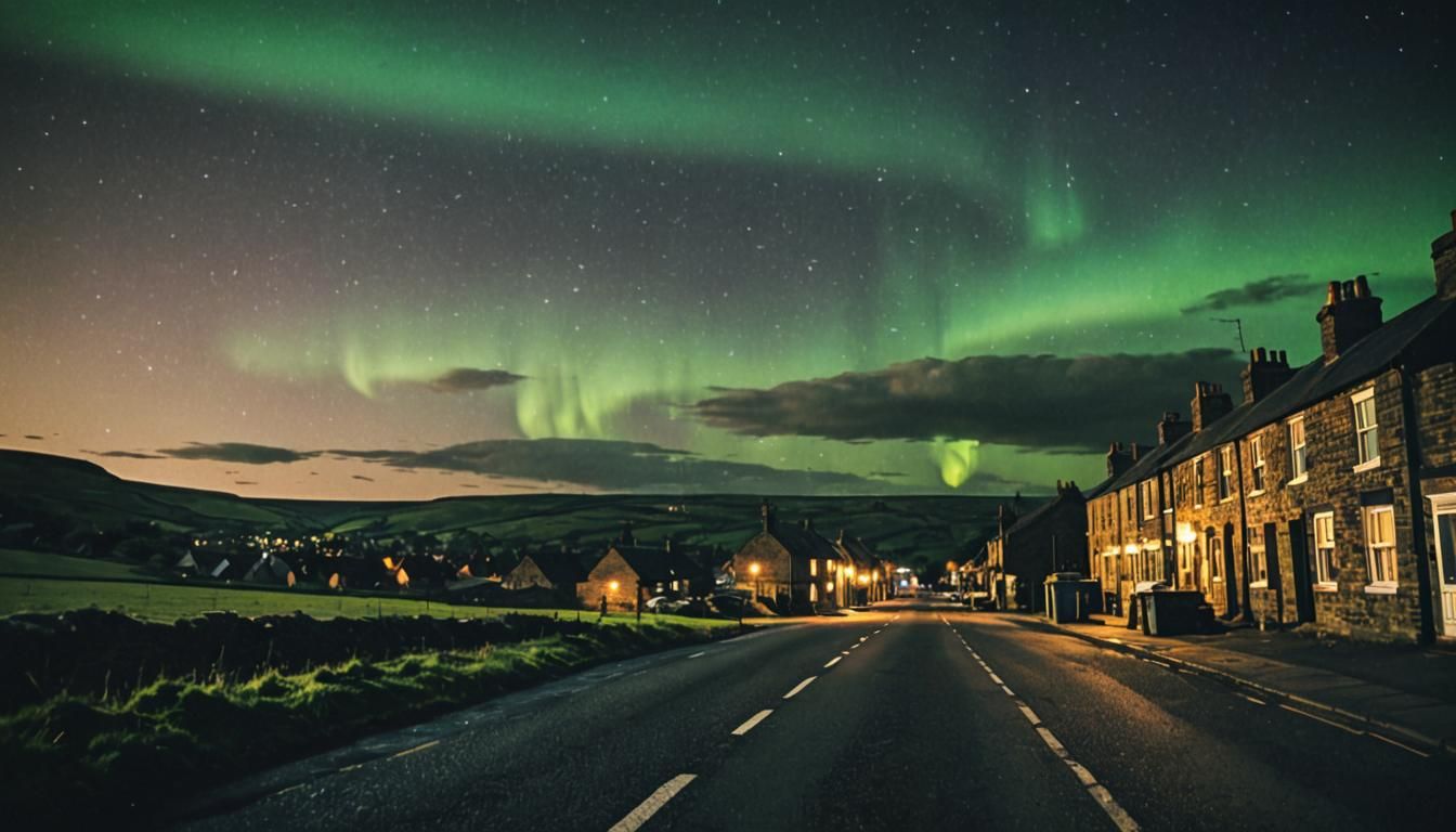 Yorkshire Town Bathed in Northern Lights Glow