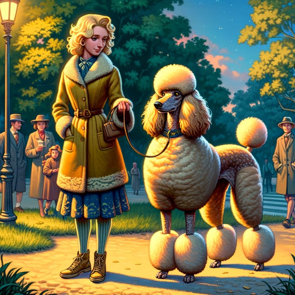 Elegant Golden Poodle and Owner's Striking Resemblance