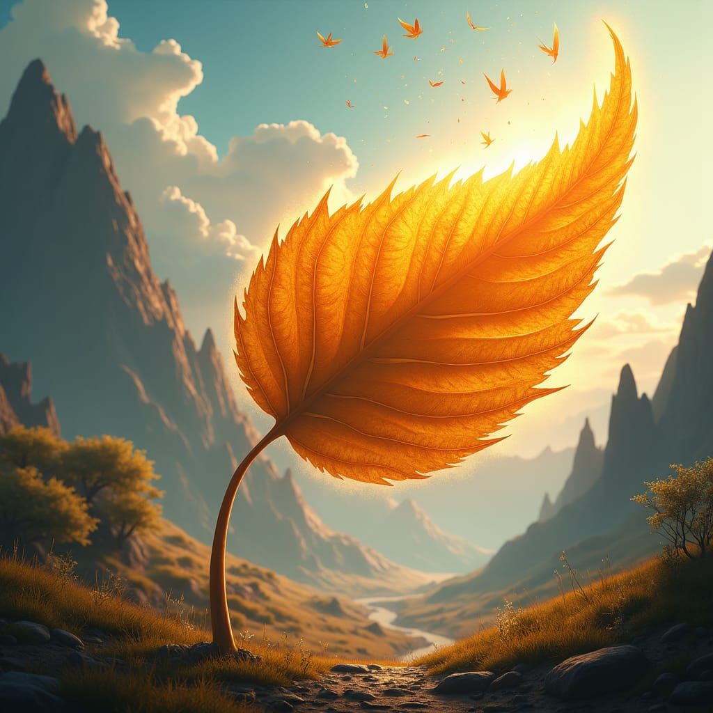 Dancing Leaf in a Fantastical Landscape