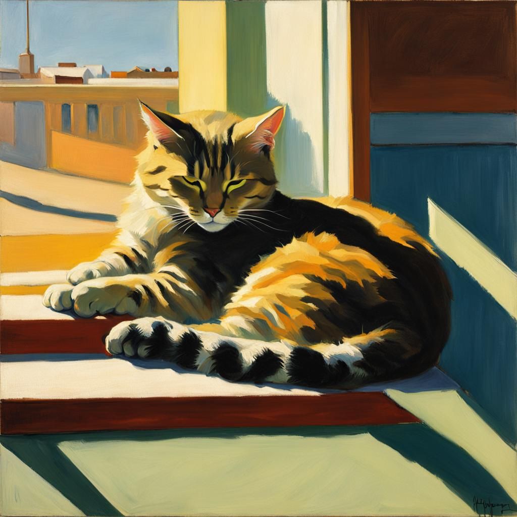 Cat Napping in Sunbeam: Abstract Fine Art