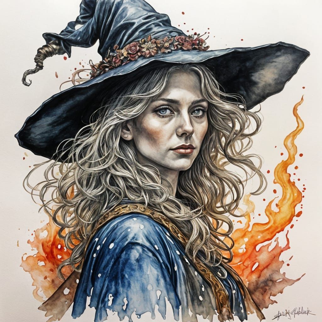 Magrat Garlick Portrait in Watercolor Style