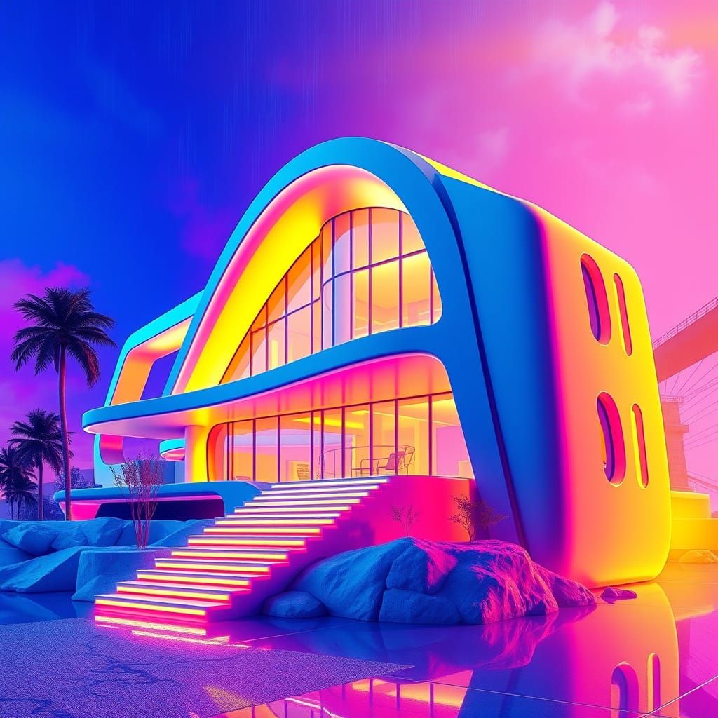 Futuristic 2050's House in Vibrant Colors