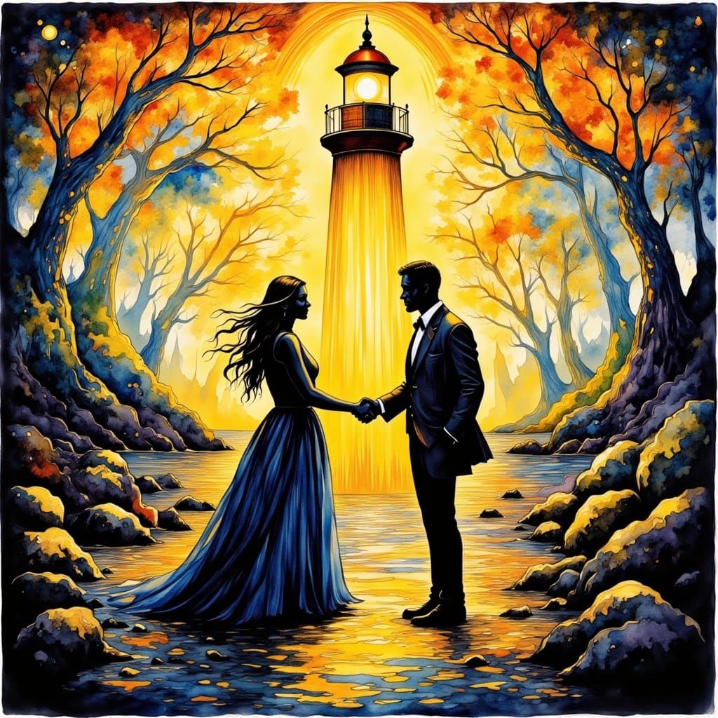 Art Nouveau Lighthouse Keeper and Captain Unite