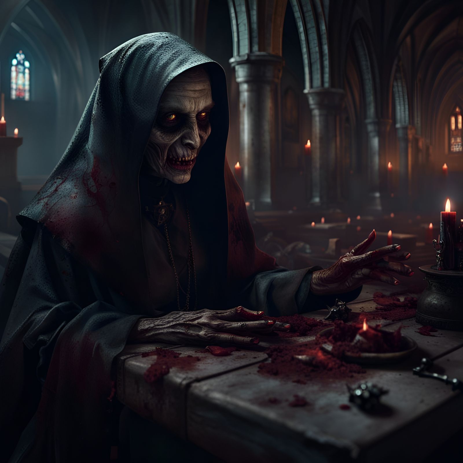 Demonic Nun's Demise Among Zombie Nuns