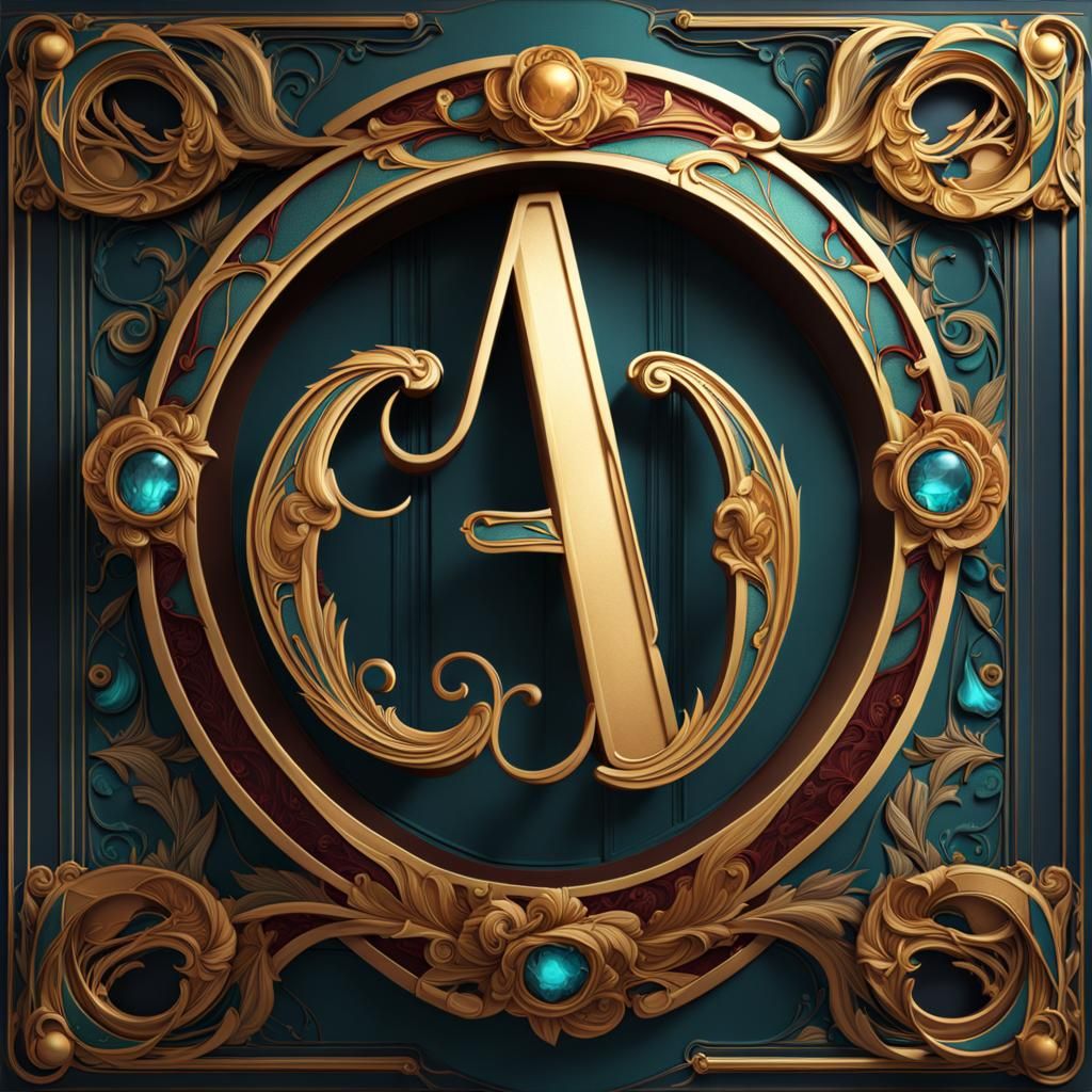 Art Nouveau Sign with Letter A in Digital Art