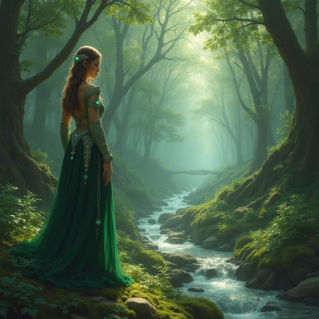Enchanting Elf Student in Ancient Forest Glade