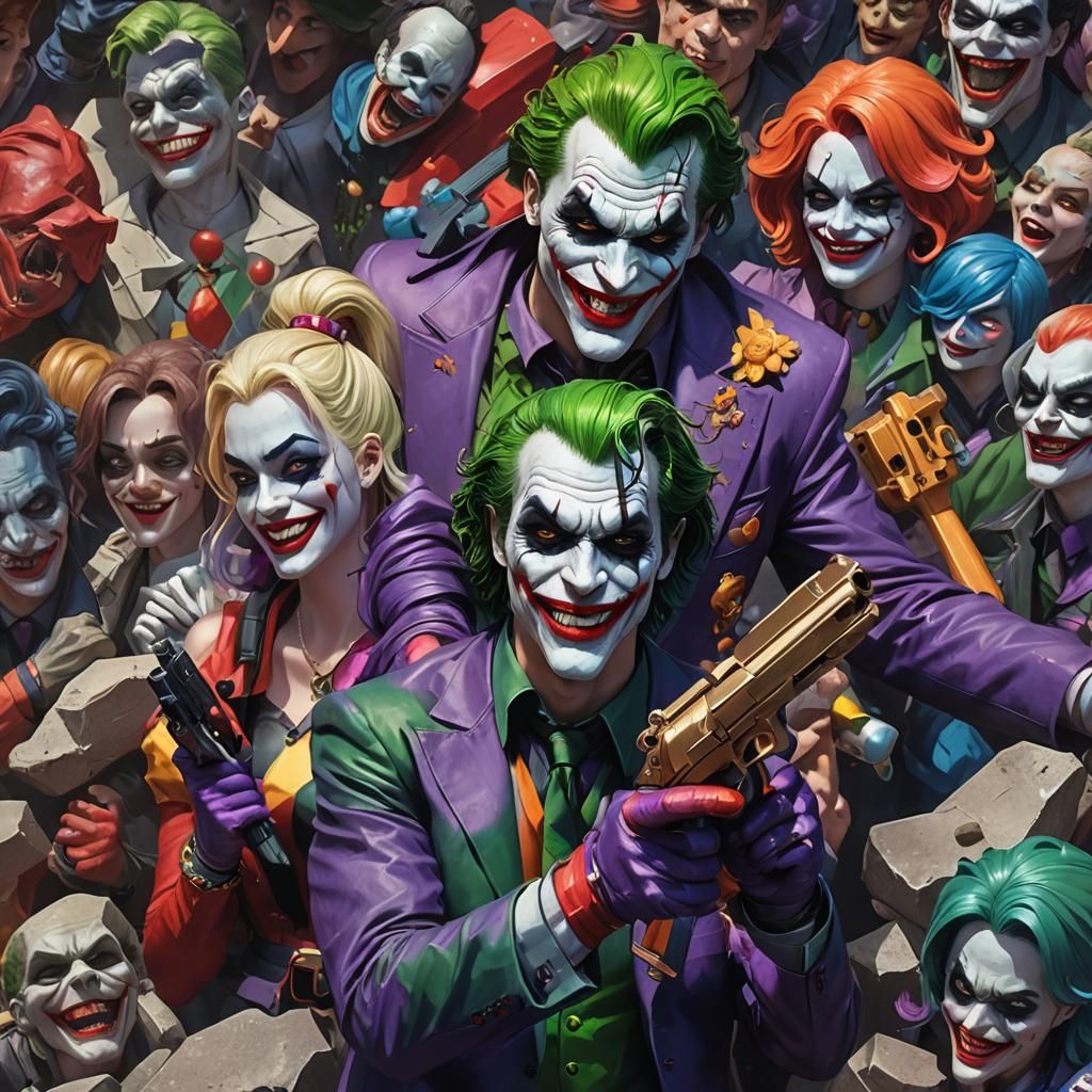 Joker Concept Art with Harley Quinn Statue