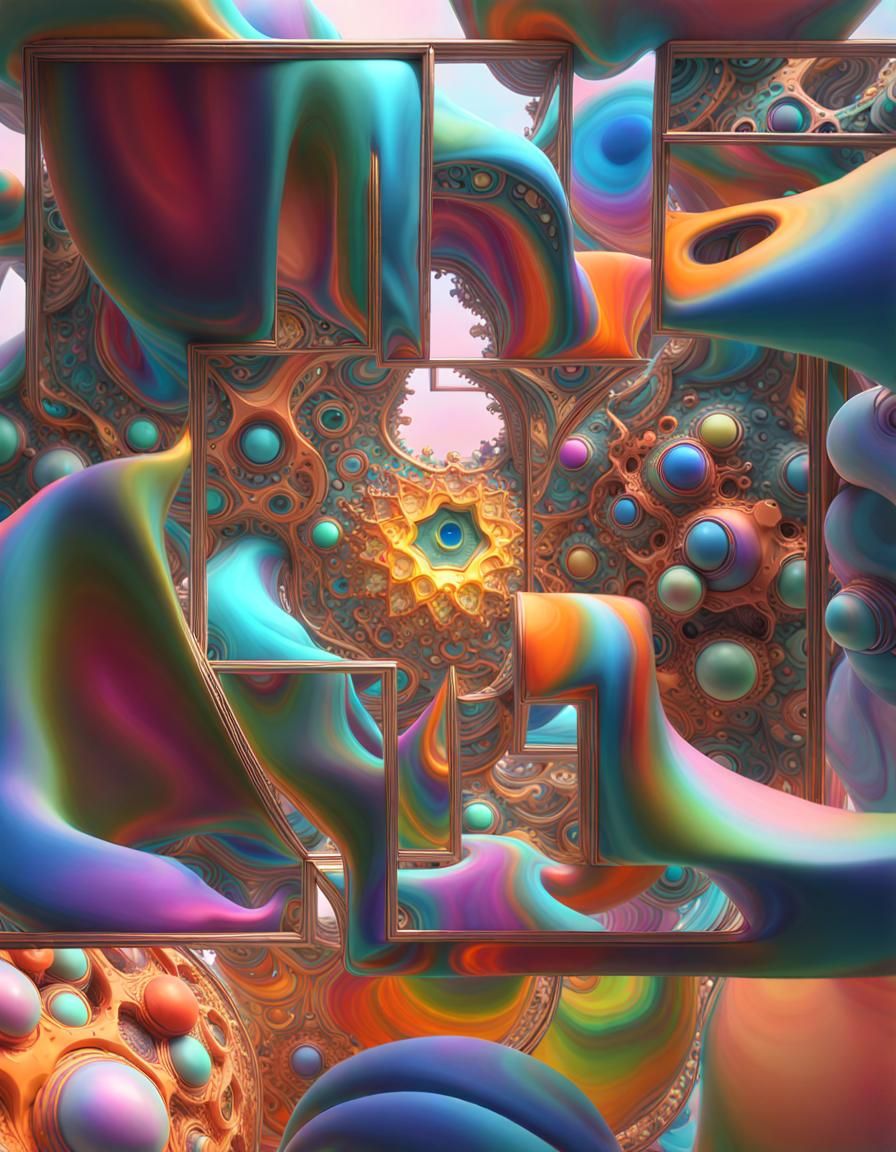 Geometric Abstract Mandelbulb in Polychromatic Cycles