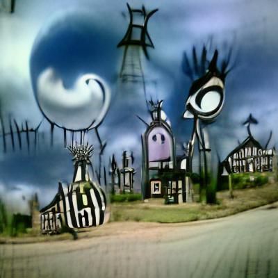 Gothic Town in Tim Burton Style