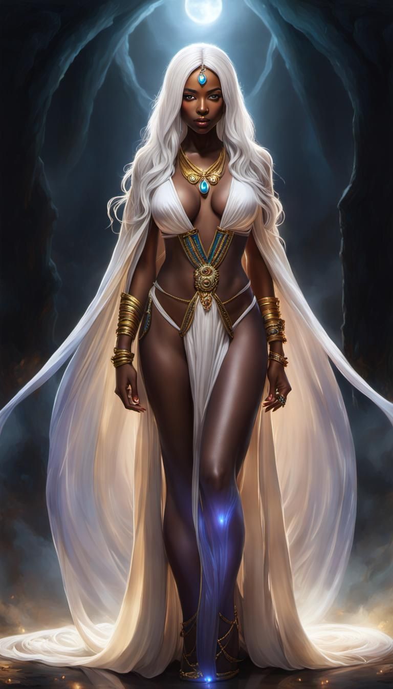 Dark Fantasy Priestess in Translucent Robe