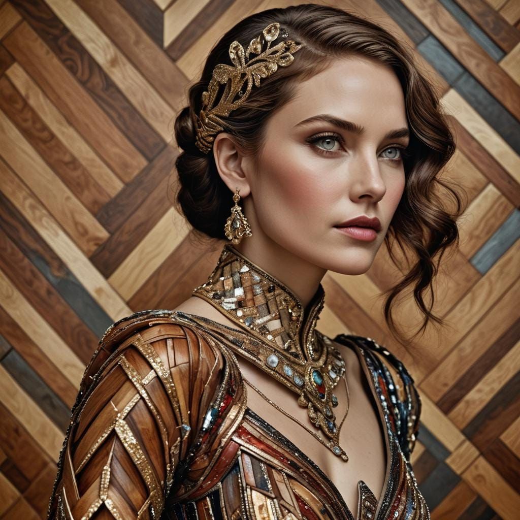 Goddess in Chevron Gown: Professional Portrait