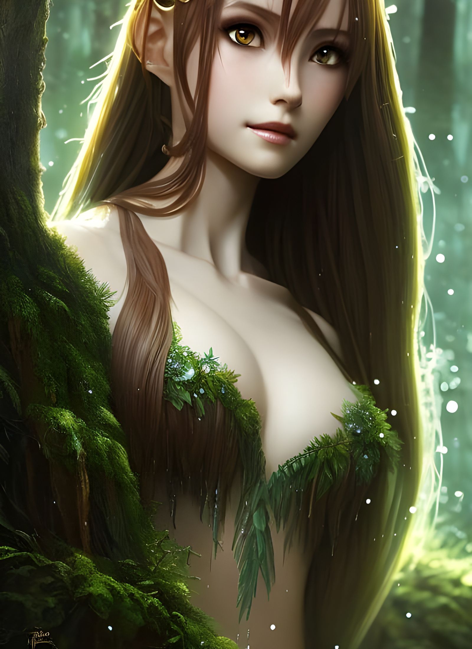 Forest Dryad with Hair of Water: Digital Art