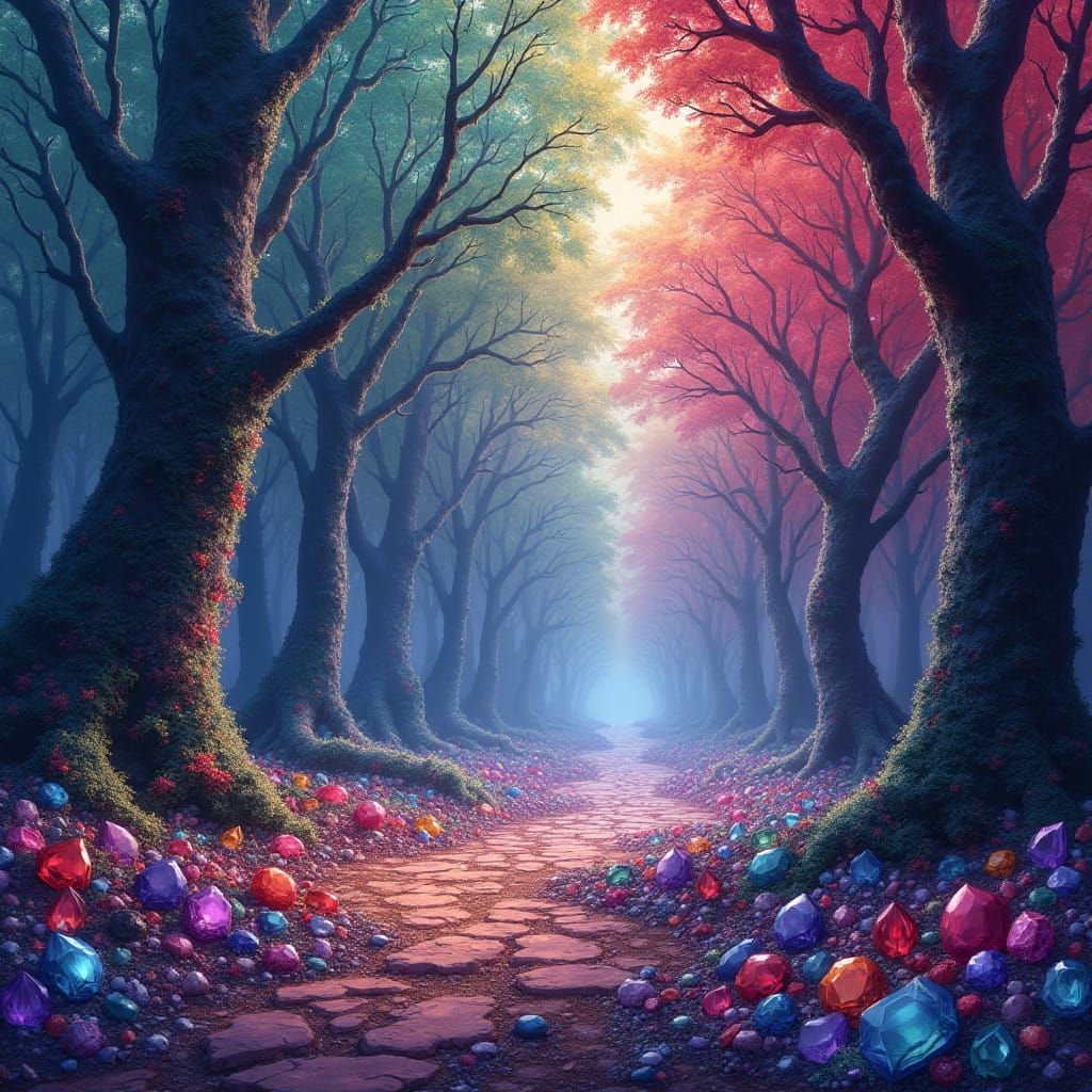 Crystal Forest Dreamscape in Vibrant, Hyper-Realistic Style