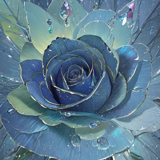 Glass Rose with Iridescent Raindrops: Hyperrealistic 3D Anim...