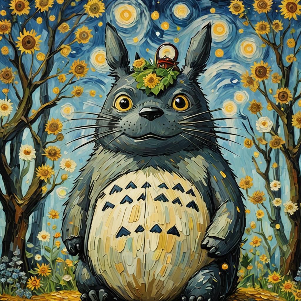 Totoro Portrait in Van Gogh Style