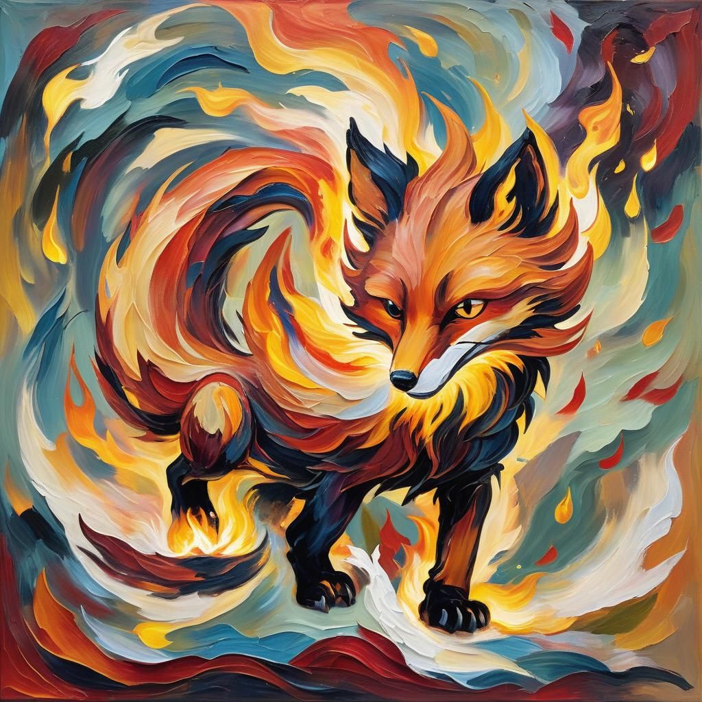 Firefox Flames: An Expressionist Oil Painting