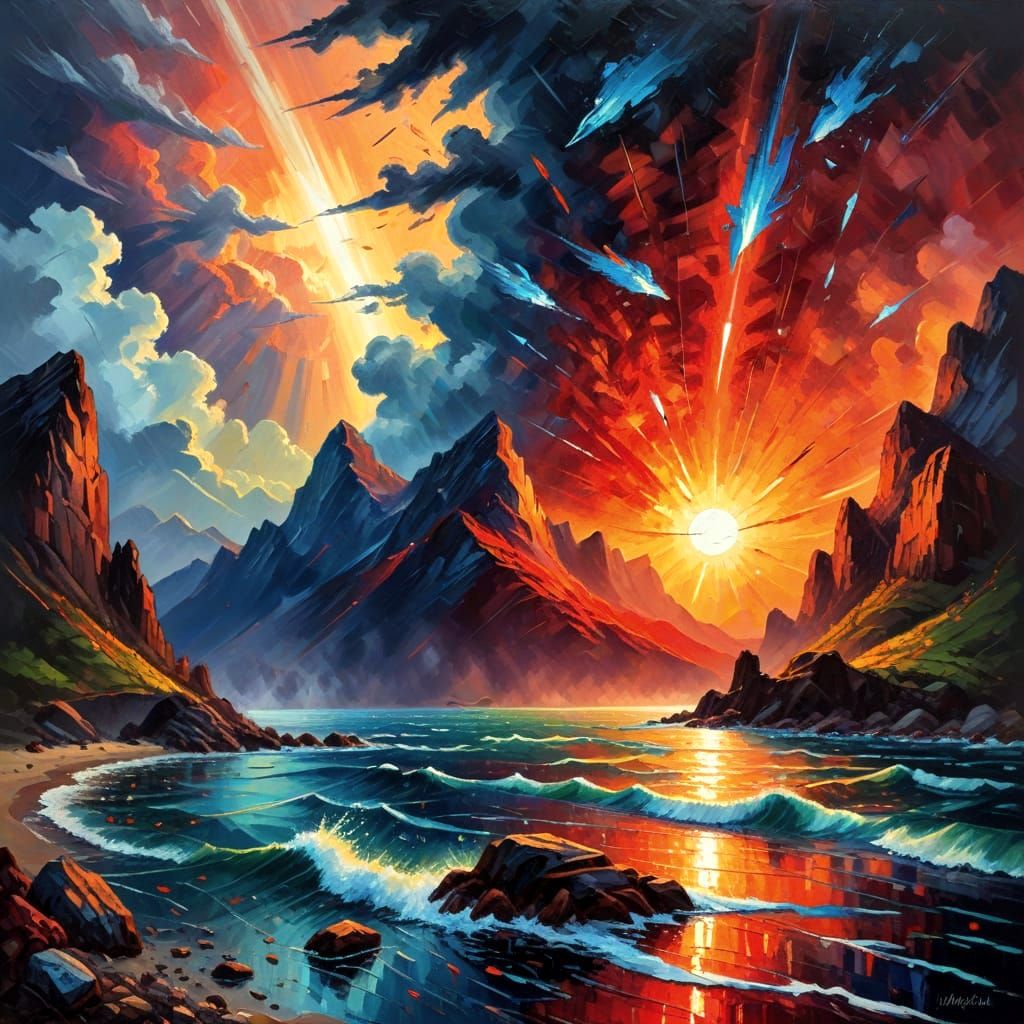 Vibrant Comets Burst Through Stormy Skies in Neo-Impressioni...