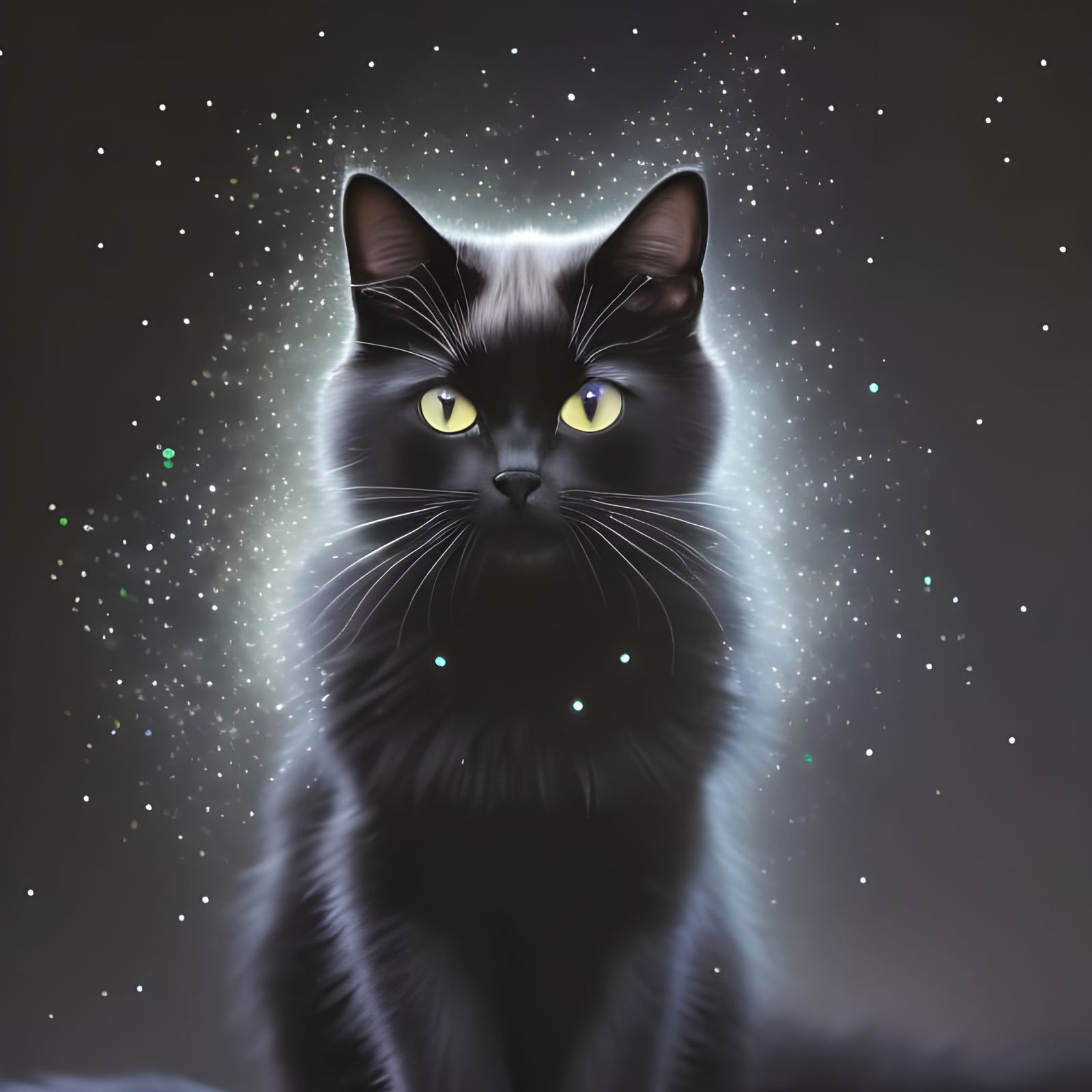 Powerful Sparkly Cat Portrait