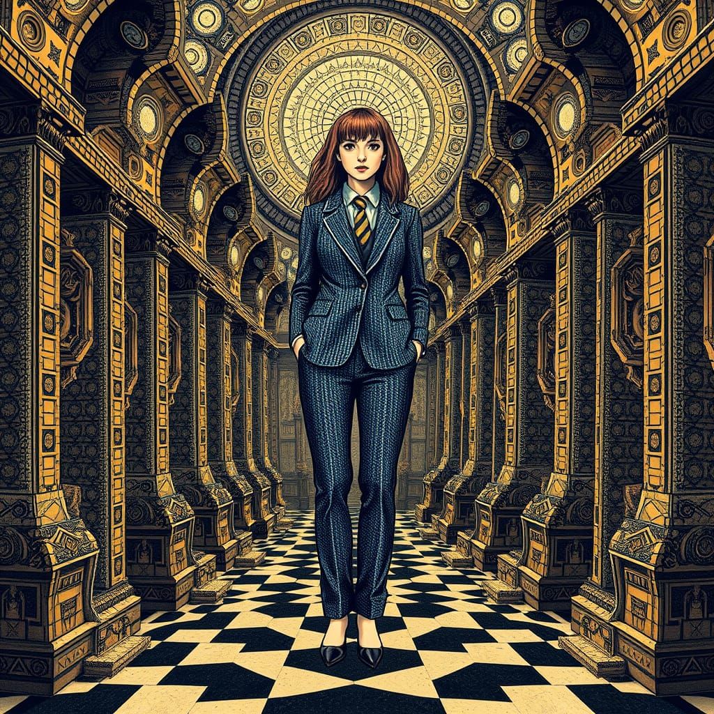 Escher-Inspired Hermione in Golden Ratio Patterns