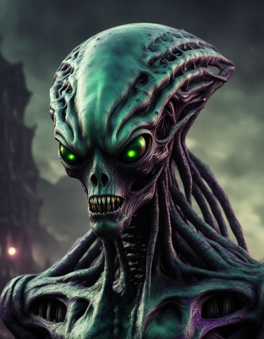 Evil Alien Creature in Gothic Horror Style