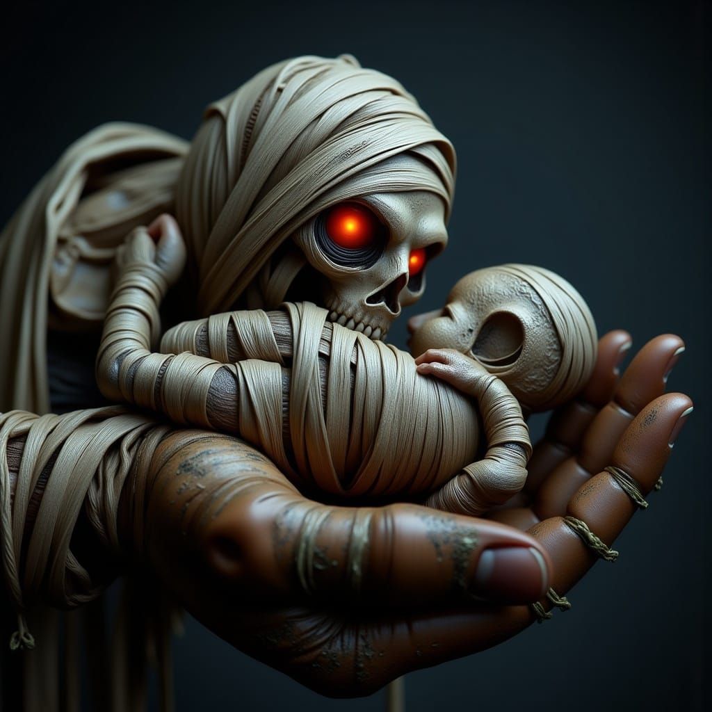 Bandage Wrapped Mummy in Monster Claw