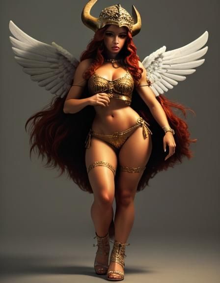 Redhead Viking Angel with Fuzzy Wings