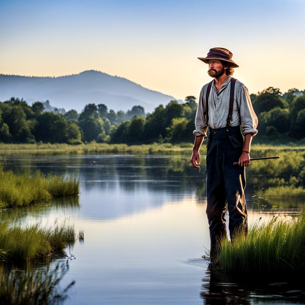 Man in Swamp Inspired by Classic Americana