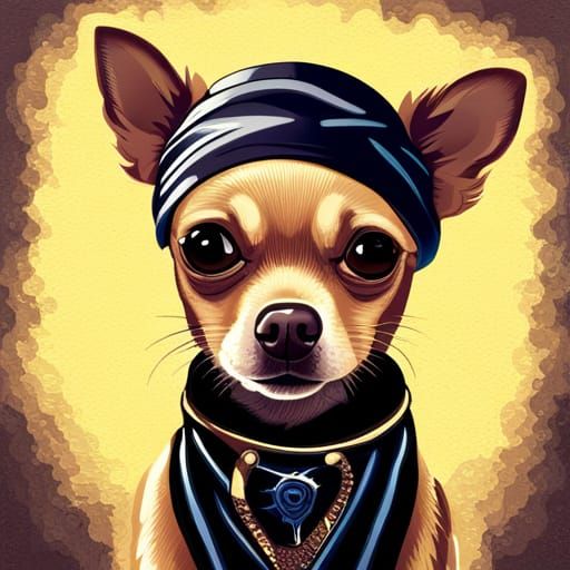 Gangsta Chihuahua with Bandana and Tattoo