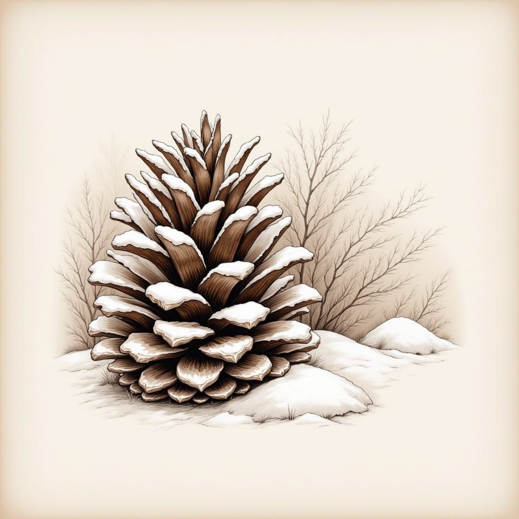 pinecone  in the snow..