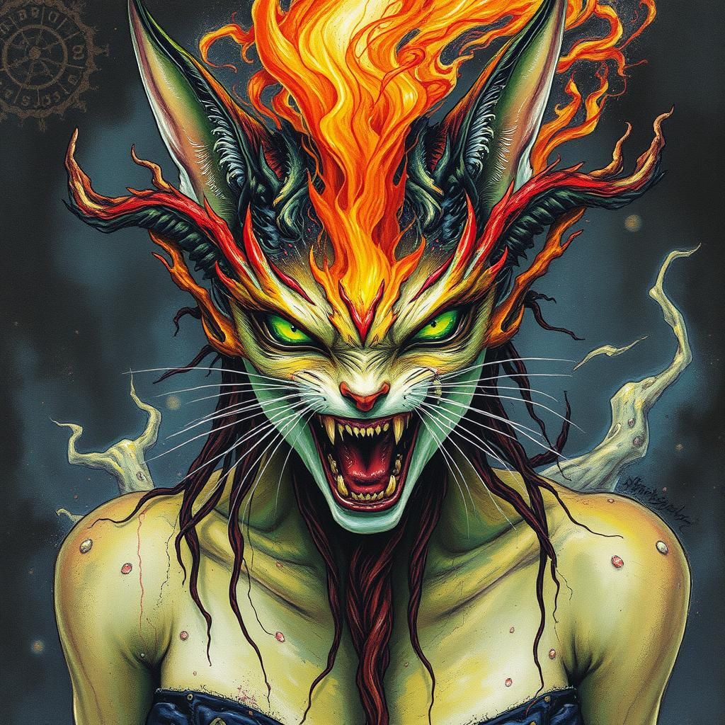 Angry Banshee in Alcohol Ink Style