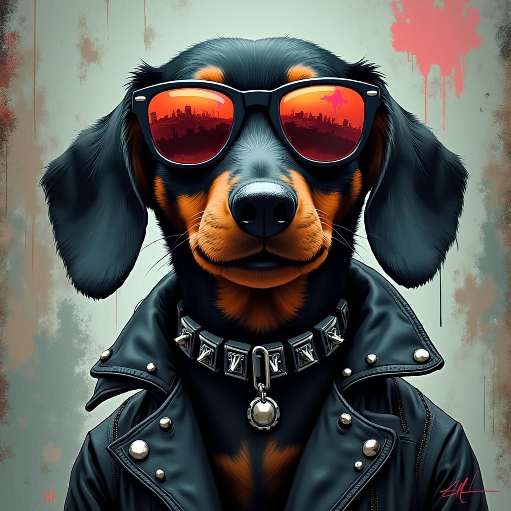 Edgy Dachshund in Urban Style