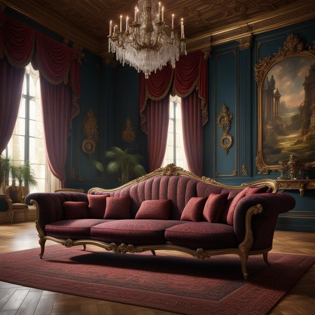 Intricate Lace Design in French Aristocratic Salon