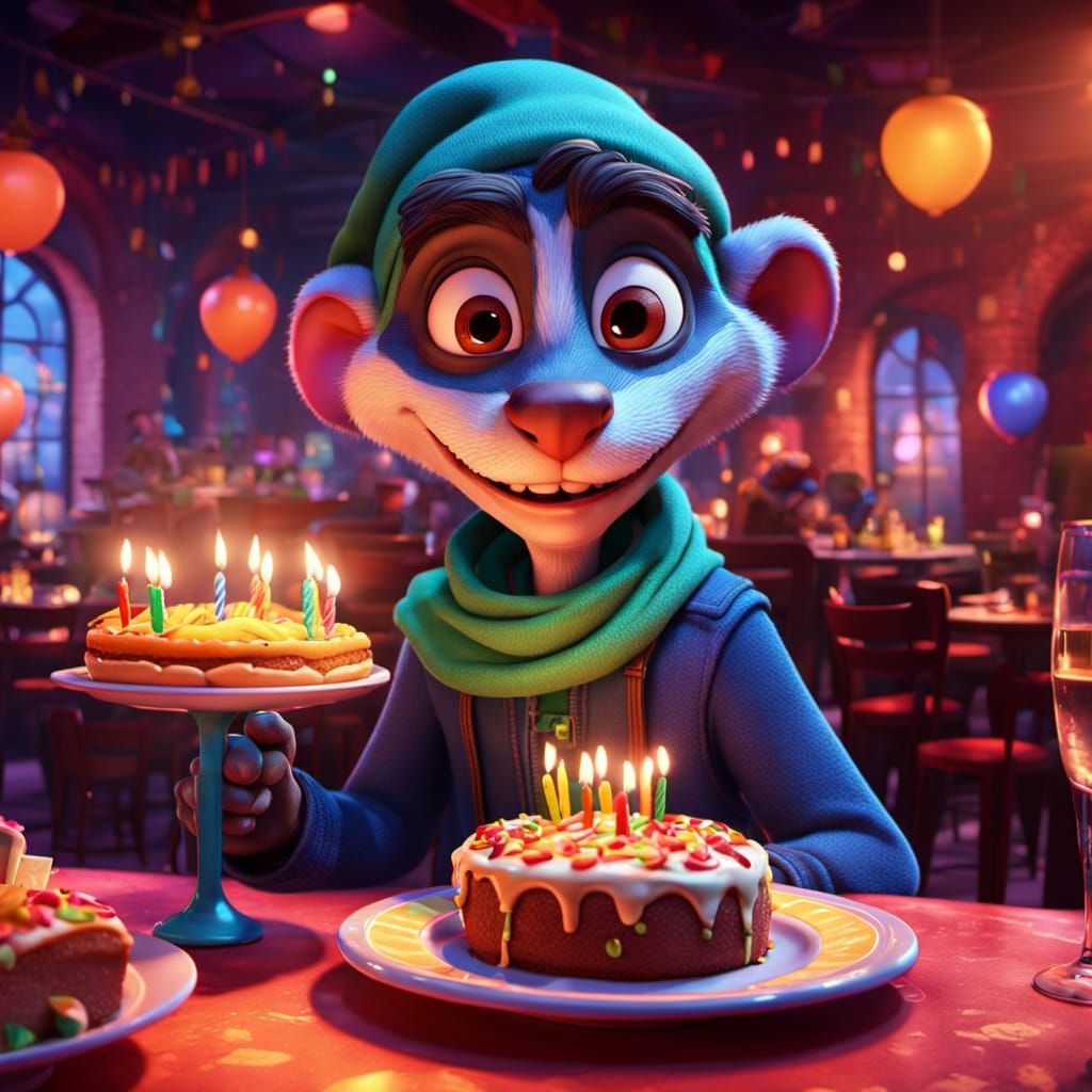 Thief's Birthday in Italian Restaurant, Disney Animation