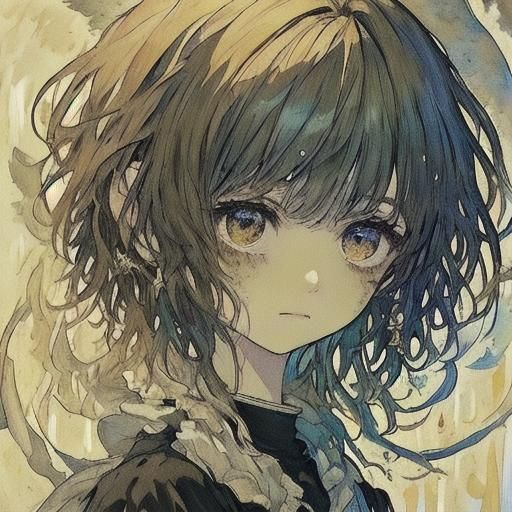 Orphan Girl in Golden Light: Impressionist Concept Art