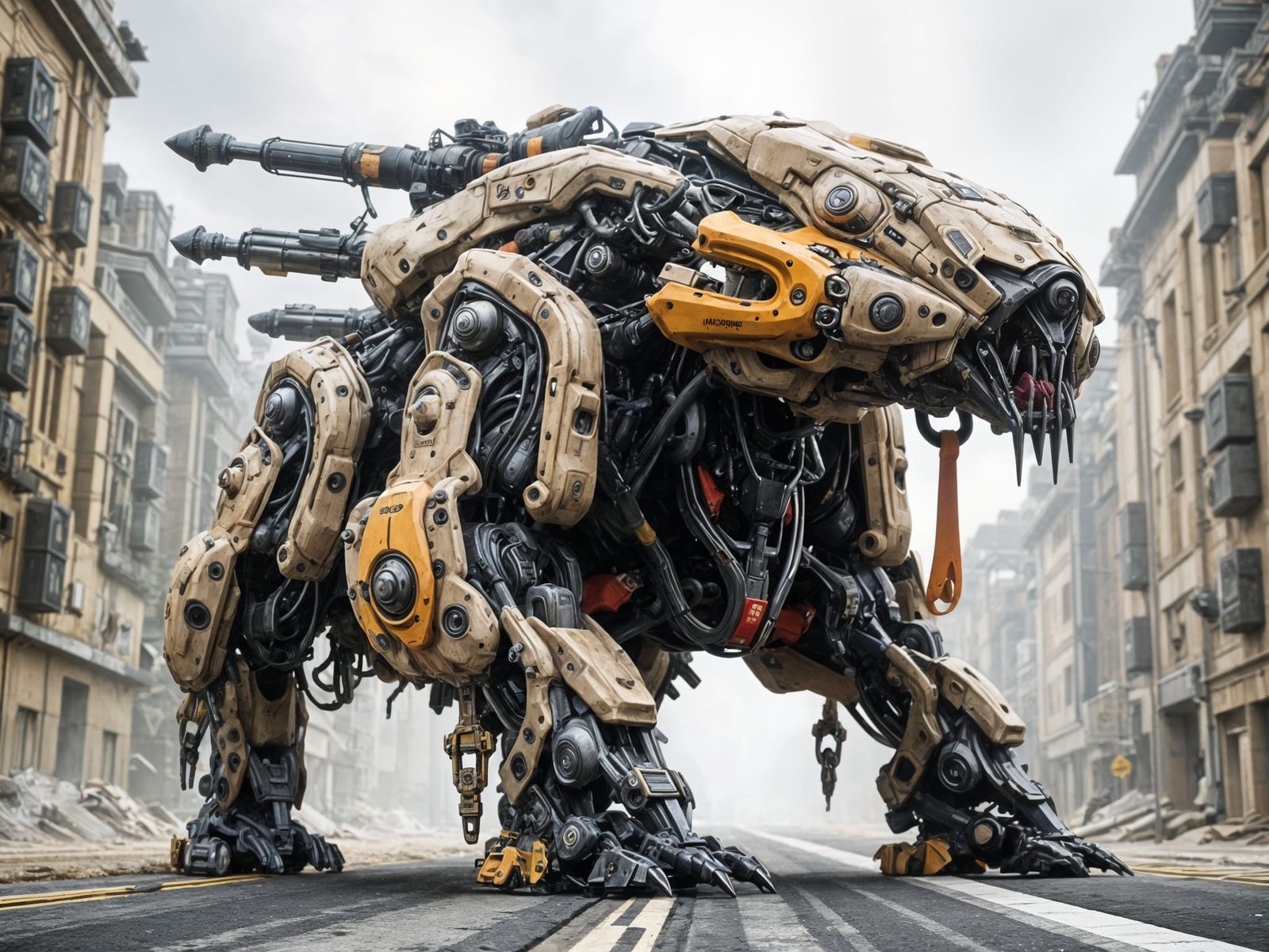 Gigantic Mecha Tank Roams Post-Apocalyptic Street
