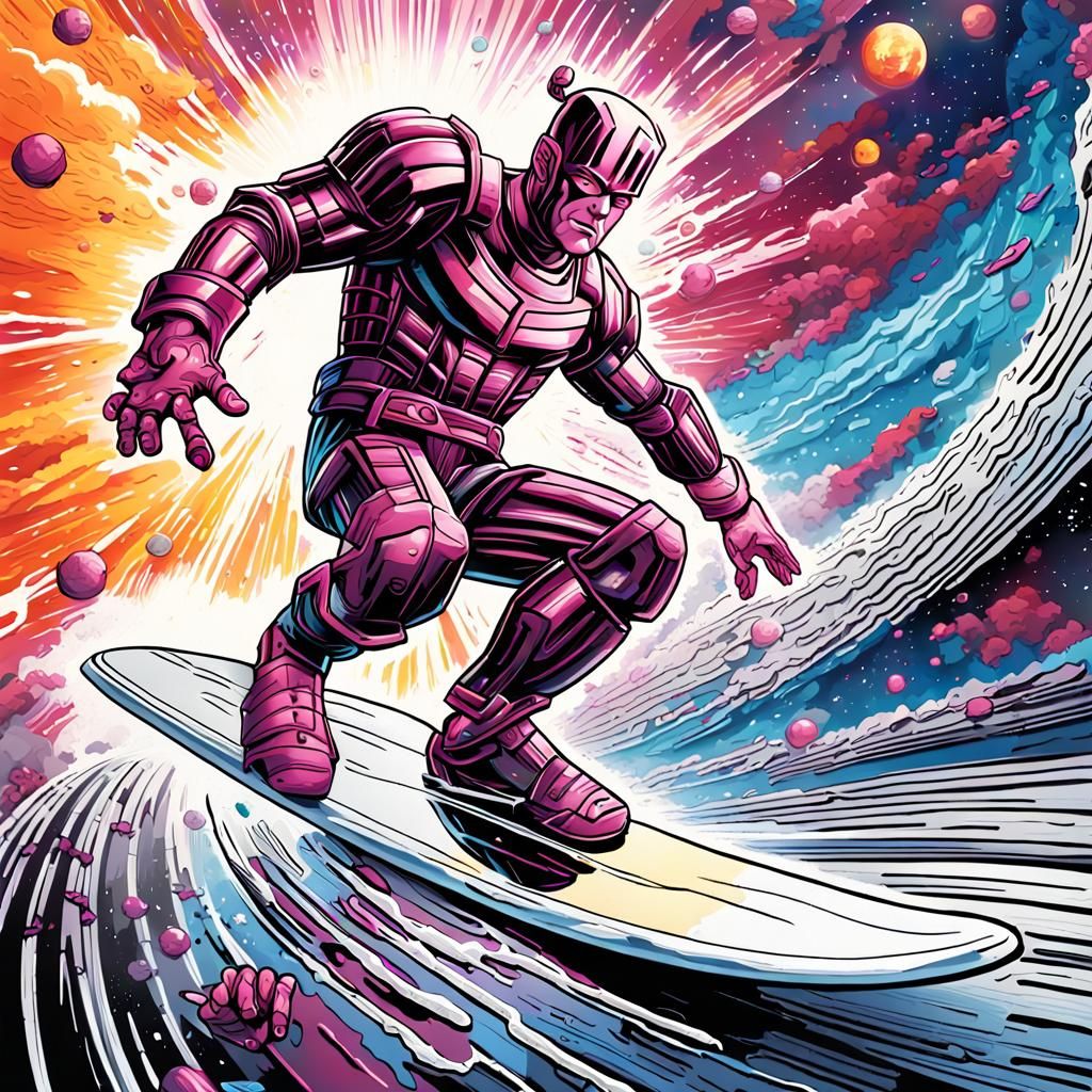 Galactus Chasing Silver Surfer: Graffiti Splash Art